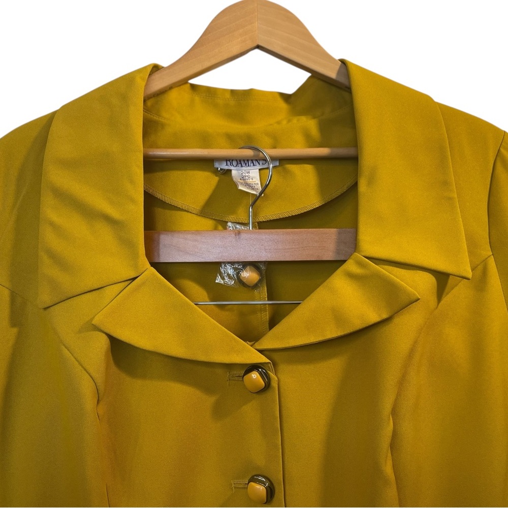 ROAMAN'S Deep Yellow Suit 3/4 Sleeve Jacket and Skirt Suit Set - Size 20W - Picture 2 of 16